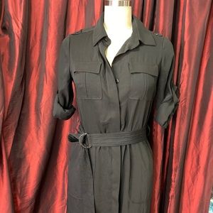 White House Black Market Button Up Black Dress